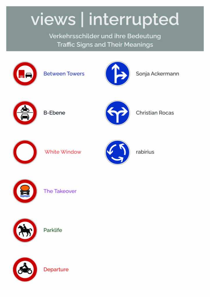 The table with the traffic signs and colours. 